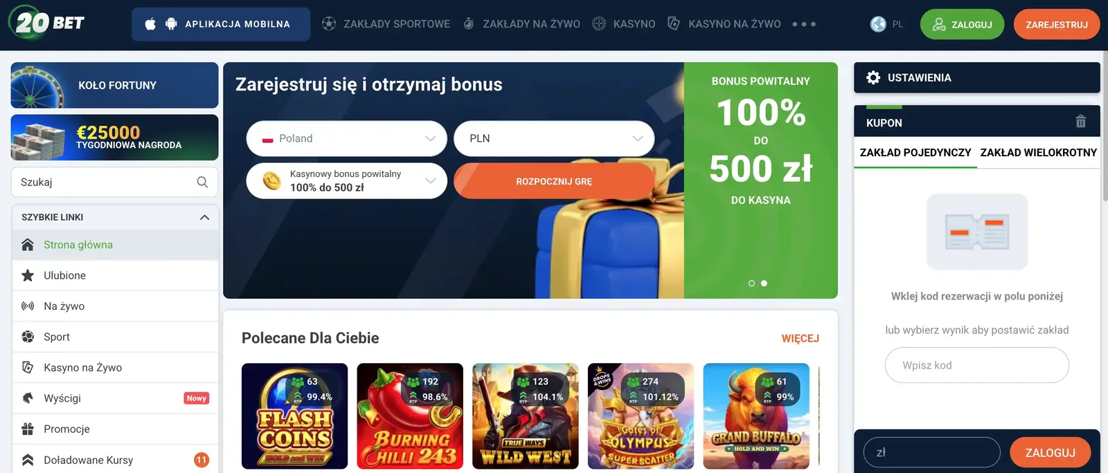 20Bet Casino website preview
